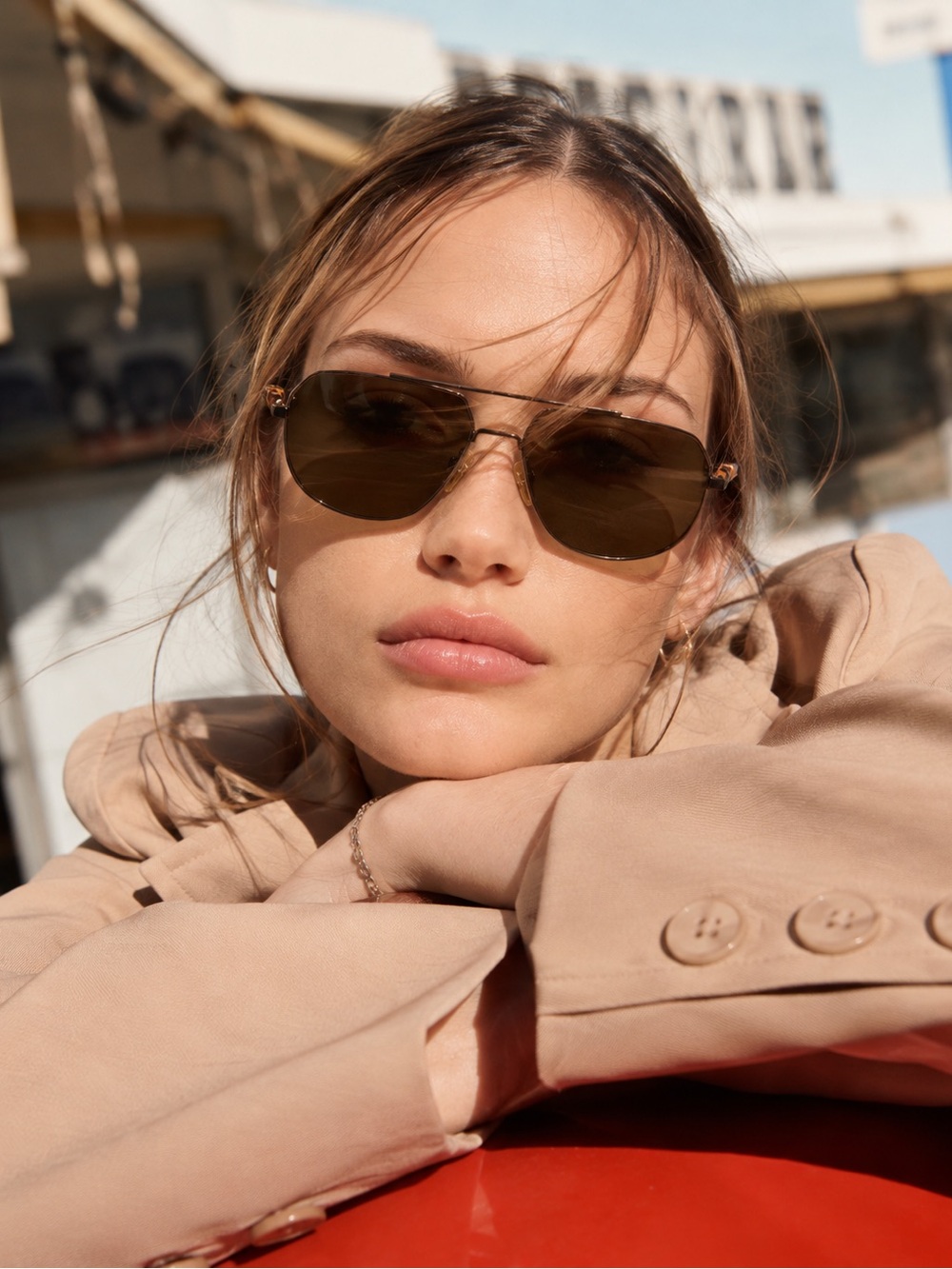 Calvin Klein Bronze Navigator Aviator Sunglasses Brown Tortoiseshell